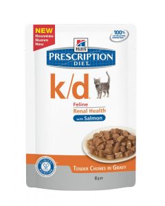  Hill's вет.консервы паучи K/D для кошек при лечении почек с лососем (кусочки в соусе), K/D Feline with Salmon