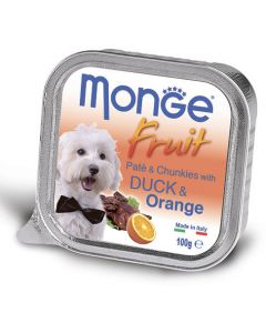 MONGE dog fruit консервы для собак утка с апельсином