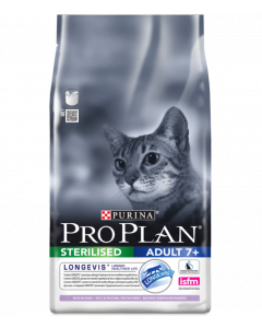 Pro Plan Корм сухой полнорационный для стерилизованных кошек и кастрированных котов старше 7 лет, с индейкой