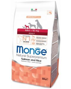 MONGE dog speciality mini корм для взрослых собак мелких пород лосось с рисом